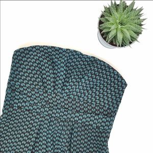 Ya Los Angeles Strapless Black Dress with Teal Floral Print